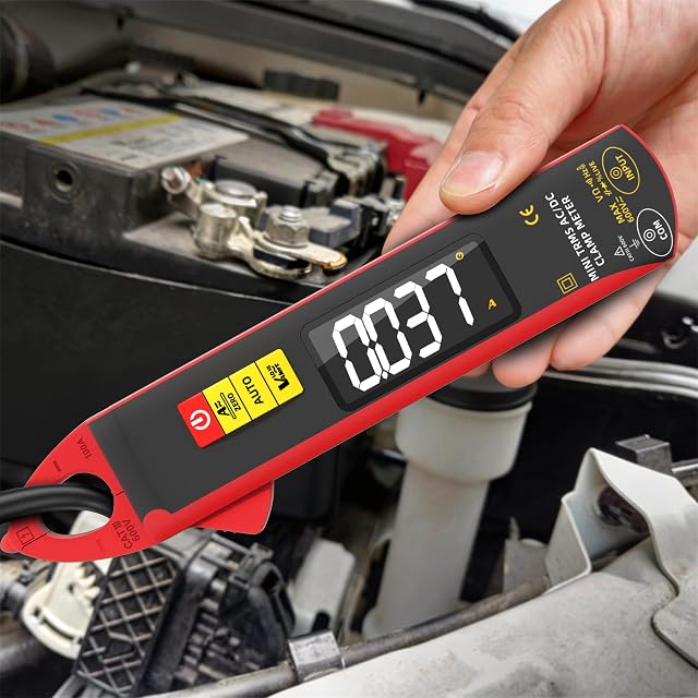 Pinza amperometrica tascabile BSIDE UX1 con display a colori, tenuta in una mano