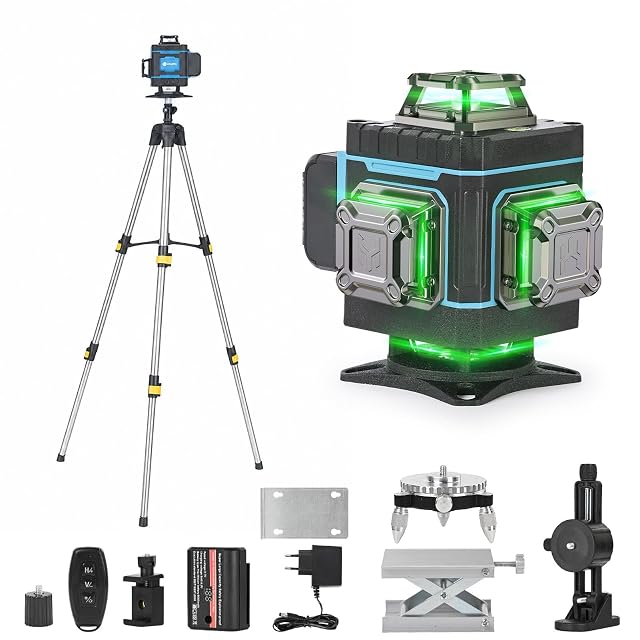 Laser verde a linee incrociate ansigtny montato sul treppiede in alluminio in dotazione ad altezza di lavoro