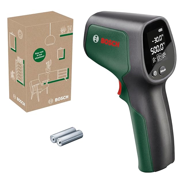 Termometro a infrarossi Bosch UniversalTemp puntato su un telaio di finestra