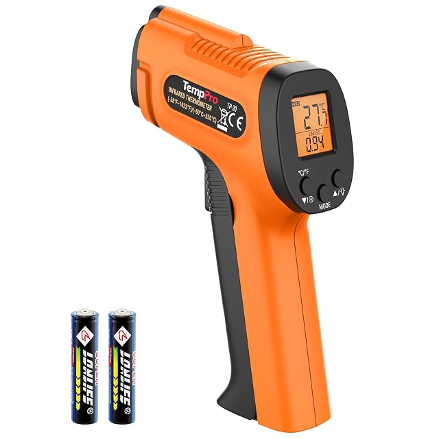 Termometro a infrarossi con laser TempPro con il suo display e l'impugnatura a pistola