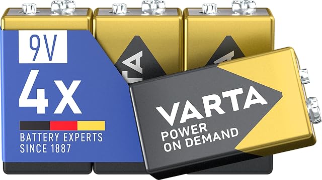 Pile a blocco alcaline VARTA da 9 volt in confezione riciclabile