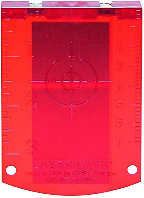 Bersaglio laser Bosch Professional appoggiato sul suo supporto in fondo a una stanza
