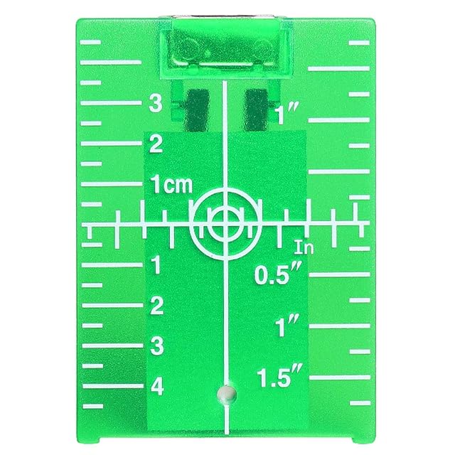 Bersaglio per laser verde Huepar TP01G in piedi sul suo supporto ribaltabile