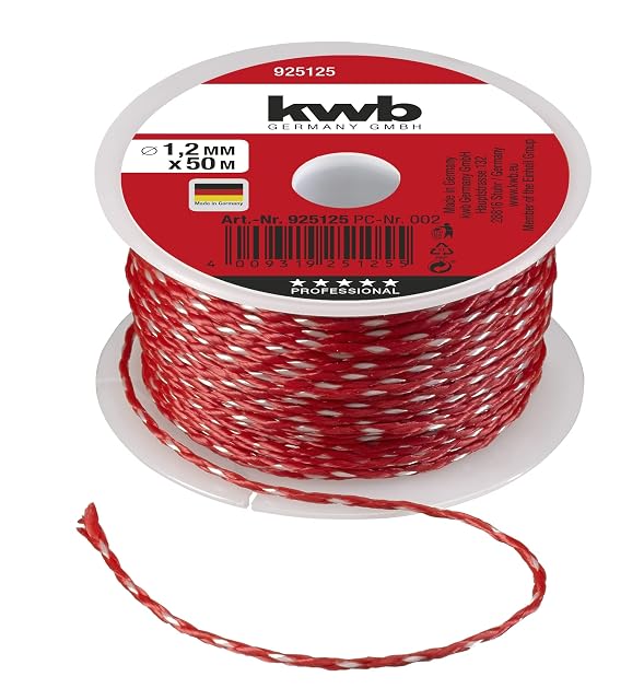 Filo da muratore kwb rosso intrecciato avvolto sul suo cartoncino