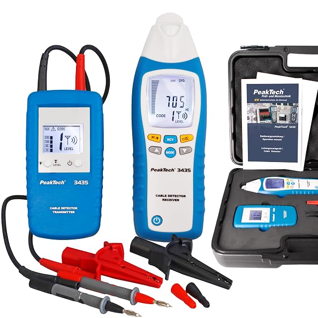 Cercacavi PeakTech P 3435 con le sue unità trasmettitore e ricevitore affiancate