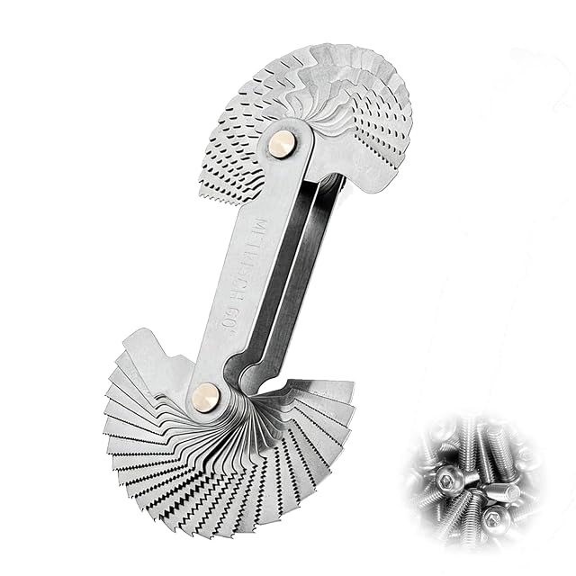 Calibro per filetti in inox gihun con le lamelle parzialmente aperte a ventaglio